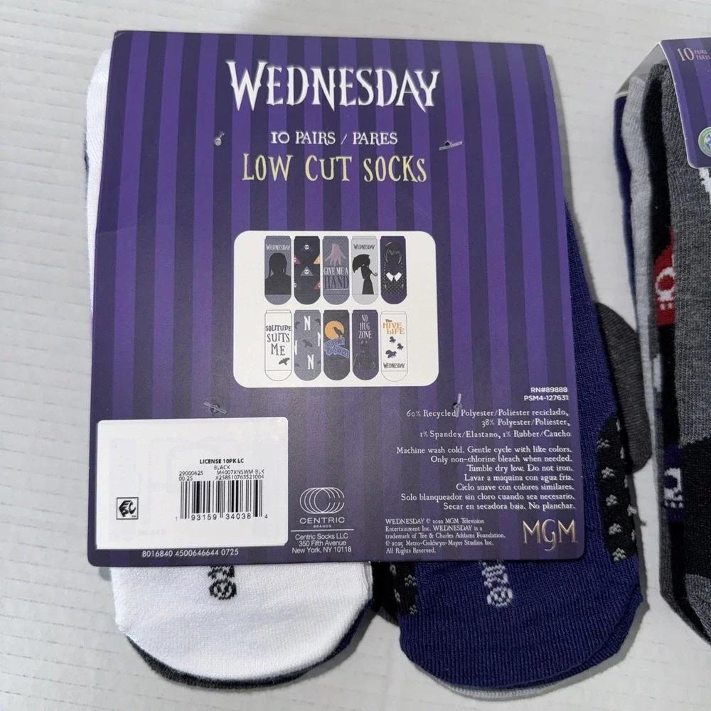 2 Packs Of Wednesday Adams Size 4-10 Low Cut Socks . 20 Pairs Total (Brand New)